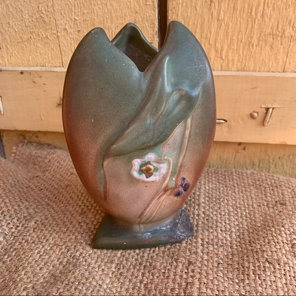 Antique Weller Pottery Vase Ink Stamped Floral